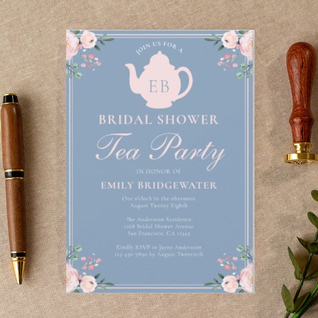 Elegant Watercolor Flowers Tea Party Bridal Shower Invitation (Creator Uploaded)