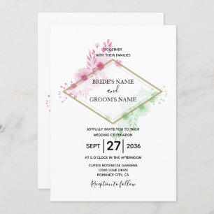 Elegant Watercolor Flowers Wedding Invitations