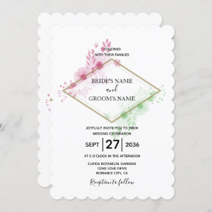 Elegant Watercolor Flowers Wedding Invitations