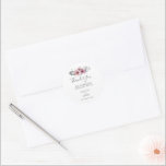 Elegant Watercolor flowers  Wedding Thank You Clas Classic Round Sticker<br><div class="desc">Modern rustic elegant watercolor flowers wedding thank you stickers,  with thank you message. 
These wedding thank you stickers are the perfect way to say "thank you" to your wedding guests. 
Add your names and wedding date and you can change the "Thank you" text.</div>