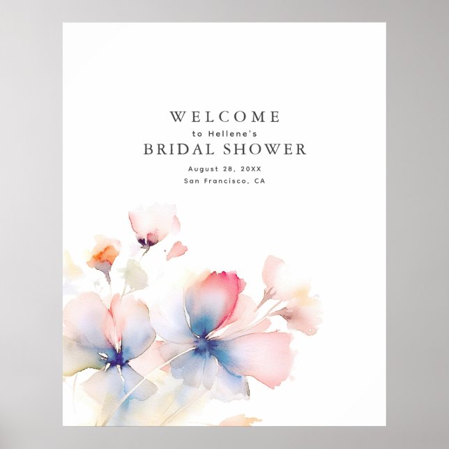 Elegant Watercolor Flowers Welcome Sign (Front)