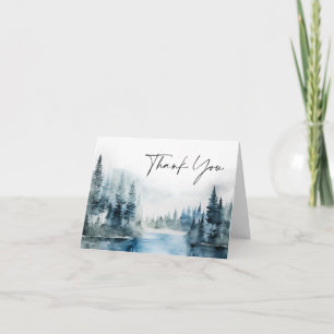 Elegant Watercolor Foggy Forest Boho Wedding Thank You Card