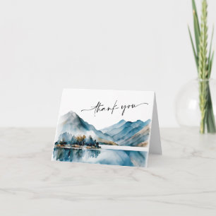 Elegant Watercolor Foggy Forest Boho Wedding Thank You Card