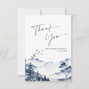 Elegant Watercolor Foggy Forest Wedding Thank You Card