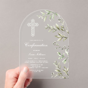 Elegant Watercolor Foliage Arch Confirmation Acrylic Invitations