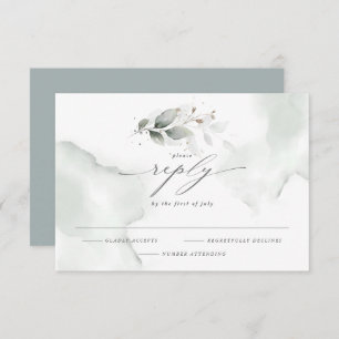 Elegant Watercolor Foliage Dusty Green RSVP Card