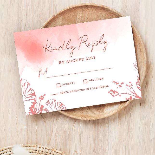 Elegant Watercolor Foliage Terracotta Wedding RSVP Card (Creator Uploaded)