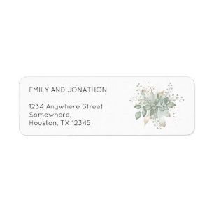 Elegant Watercolor Foliage Wedding Return Address  Label