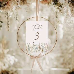 Elegant Watercolor Foliage Wedding Table Number