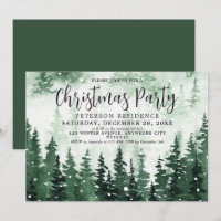 Elegant Watercolor Forest Christmas Party