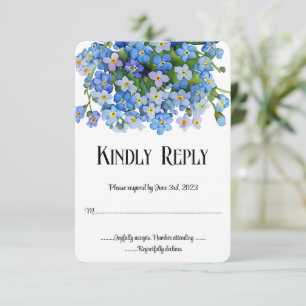 Elegant Watercolor Forget-me-not Wedding RSVP Card