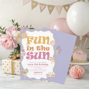 Elegant  Watercolor Fun in the sun 2nd Birthday  g Invitation