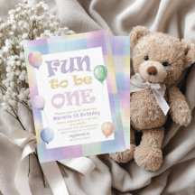 Elegant  Watercolor Fun to be One  1st Birthday  G