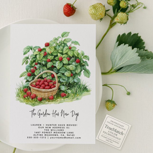 Elegant Watercolor Garden Berries Moving Announcement Postcard (Creator Uploaded)