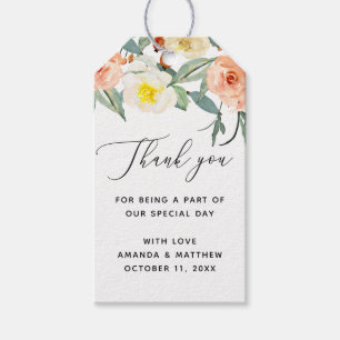 Elegant watercolor garden floral wedding thank you gift tags