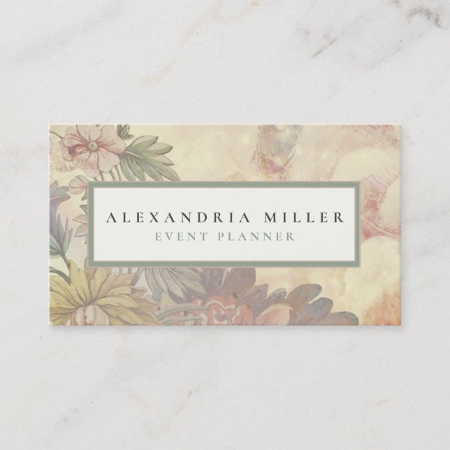Elegant Watercolor Garden Flowers Business Card (Front)