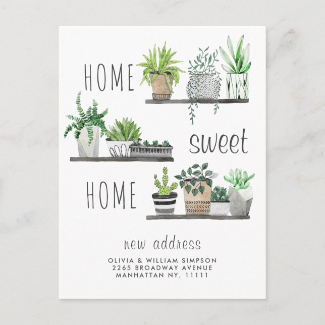 Elegant Watercolor Garden Grow Moving Announcement Postcard (Front)