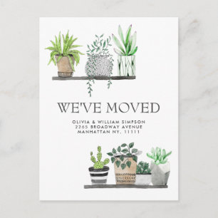 Elegant Watercolor Garden Grow Moving Announcement Postcard