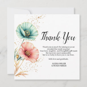 Elegant Watercolor Gender Reveal Thank You Card 