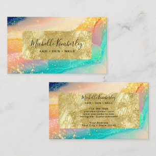 Elegant Watercolor Gold Foil Business Card