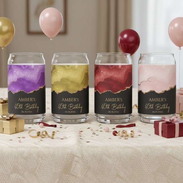 Elegant Watercolor Gold Marble Personalised Can Glass (Creator Uploaded)