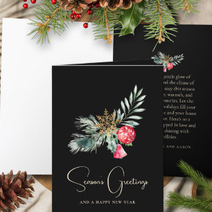 Elegant Watercolor Gold Minimalist Merry Christmas Holiday Card
