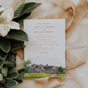 Elegant Watercolor Golf Country Club Invitation