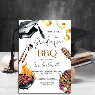 Elegant Watercolor Graduation BBQ Invitation