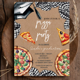 Elegant Watercolor Graduation Pizza Invitation