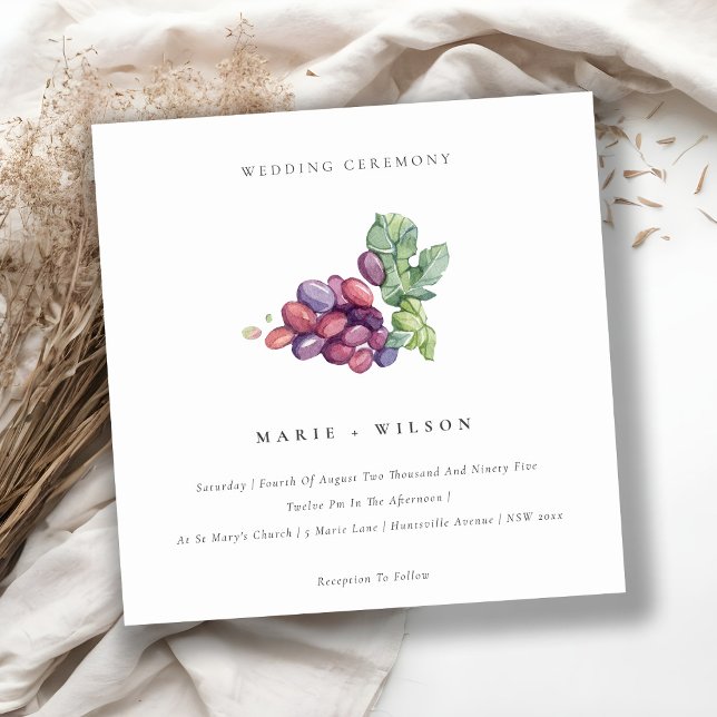 Elegant Watercolor Grape Foliage Wedding Invite (Creator Uploaded)