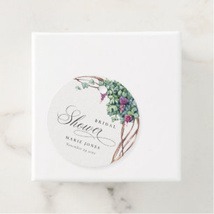 Elegant Watercolor Grapevine Fauna Bridal Shower Favour Tags