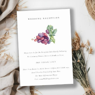 Elegant Watercolor Grapevine Wedding Reception Enclosure Card
