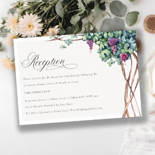 Elegant Watercolor Grapevine Wedding Reception Enclosure Card