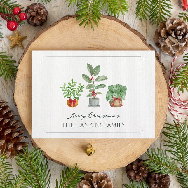 Elegant Watercolor Green Botanicals Christmas Card (Creator Uploaded)