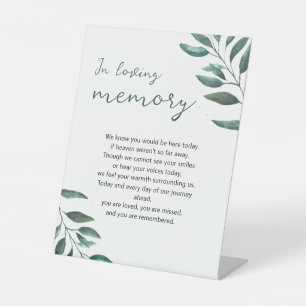 Elegant Watercolor Green Foliage Memorial Honour Pedestal Sign