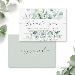 Elegant Watercolor Green Foliage Thank You Card