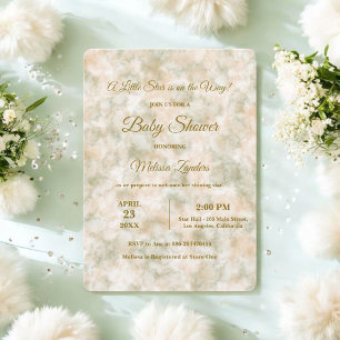 Elegant Watercolor Green & Terracotta Baby Shower Invitation