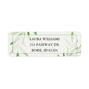 Elegant Watercolor Greenery Bridal Shower  Return Address Label