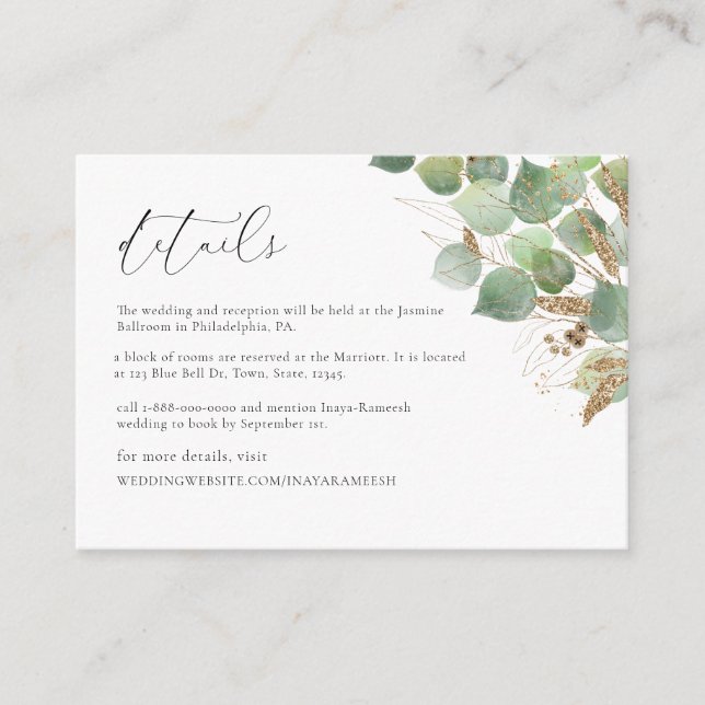 Elegant Watercolor Greenery Enclosure Card (Front)