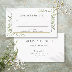 Elegant Watercolor Greenery Floral Appointment Card