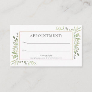 Elegant Watercolor Greenery Floral Appointment Card