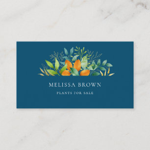 Elegant Watercolor Greenery Foliage Botanical Blue Business Card