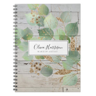 Elegant Watercolor Greenery Gold Leaf  Notebook