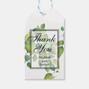 Elegant watercolor greenery green botanical gift tags