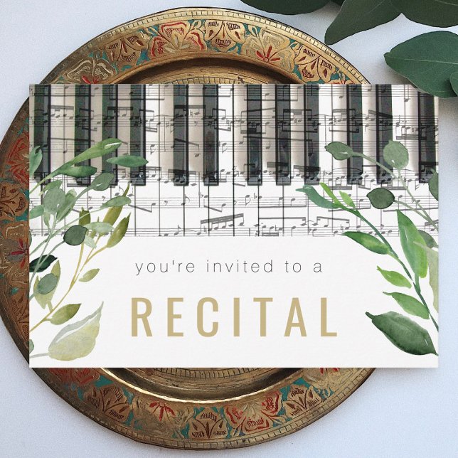 elegant watercolor greenery piano recital invitation (Creator Uploaded)