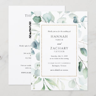 Elegant Watercolor Greenery QR Code Wedding Invitation
