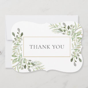 Elegant Watercolor Greenery Thank You Card