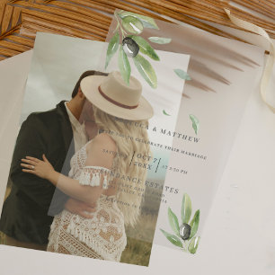 Elegant Watercolor Greenery Transparent Wedding Acrylic Invitations