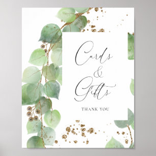 Elegant Watercolor Greenery Wedding Cards & Gifts Poster