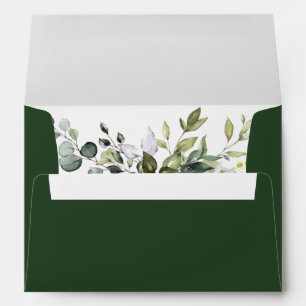 Elegant Watercolor Greenery Wedding Green Envelope